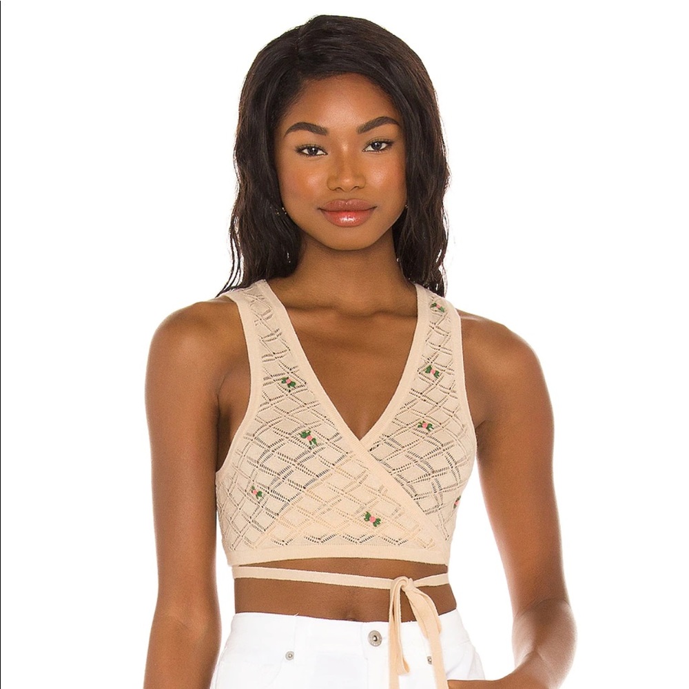 LPA Daphne Ivory and Floral Wrap Top